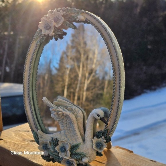 SOLD - Innovation Royal Serenity Vintage Swan and Floral Coasters & Mirror - Picture 10 of 16